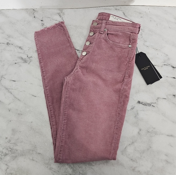 Rag & Bone High Rise Ankle Skinny Pink Corduroy Pant Jeans 25 NWT - Picture 3 of 8